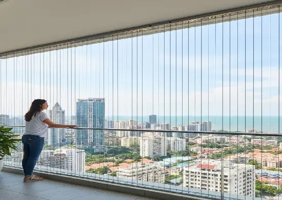 Invisible grill installed on home balcony